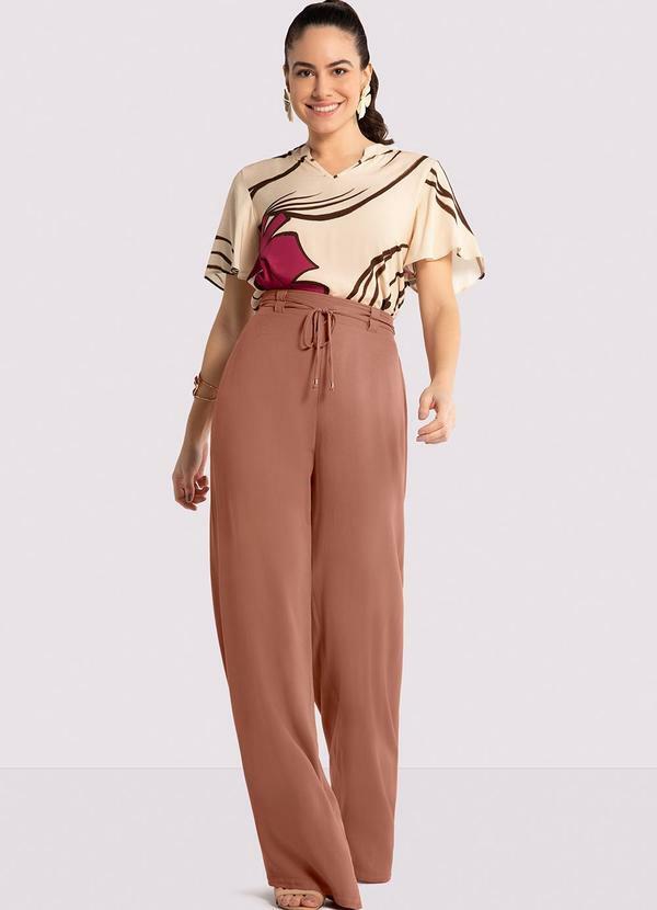 Lunender - Blusa Estampada em Viscose com Manga Flare Off White 3