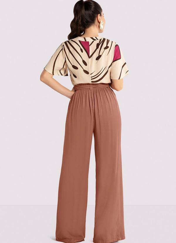 Lunender - Blusa Estampada em Viscose com Manga Flare Off White 4