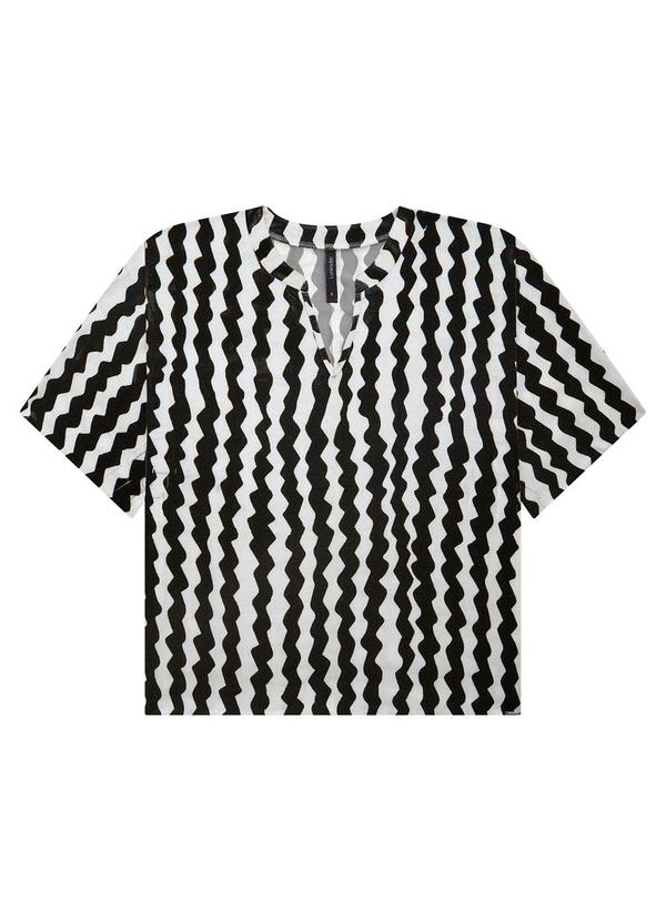 Lunender - Blusa Estampada em Viscose Preto