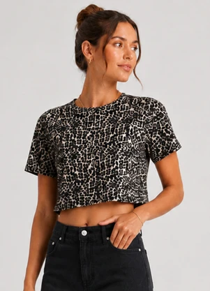 Infinita Cor - Blusa Estampada Feminina em Viscose Bege - INFINITA COR