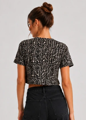 Infinita Cor - Blusa Estampada Feminina em Viscose Bege - INFINITA COR