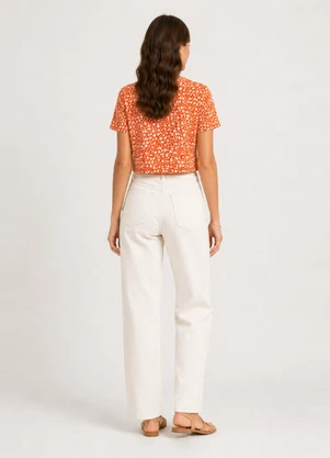 Infinita Cor - Blusa Estampada Feminina em Viscose Laranja - INFINITA COR