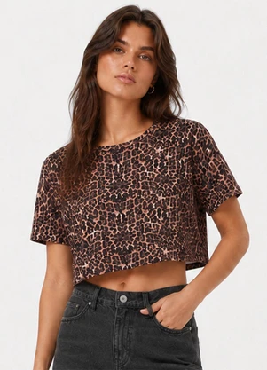 Infinita Cor - Blusa Estampada Feminina em Viscose Marrom - INFINITA COR