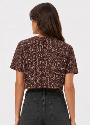 Infinita Cor - Blusa Estampada Feminina em Viscose Marrom - INFINITA COR