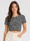 Infinita Cor - Blusa Estampada Feminina em Viscose Preto - variação: Preto