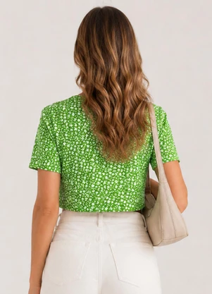 Infinita Cor - Blusa Estampada Feminina em Viscose Verde - INFINITA COR