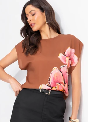 Colcci - Blusa Estampada Marrom - COLCCI