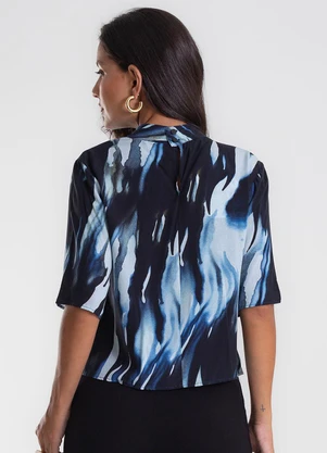 Endless - Blusa Estampada Viscose Khyara Azul - ENDLESS