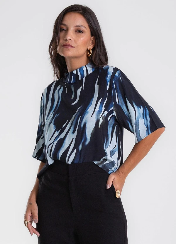 Endless - Blusa Estampada Viscose Khyara Azul 4