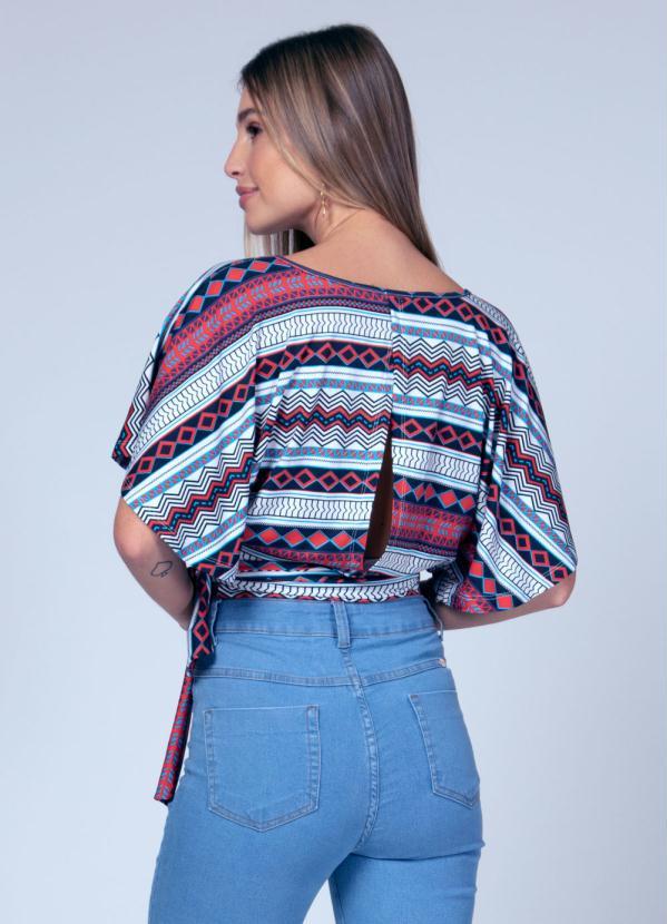 Quintess - Blusa Étnica Vermelha de Mangas Amplas 2