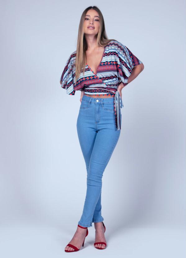 Quintess - Blusa Étnica Vermelha de Mangas Amplas 3