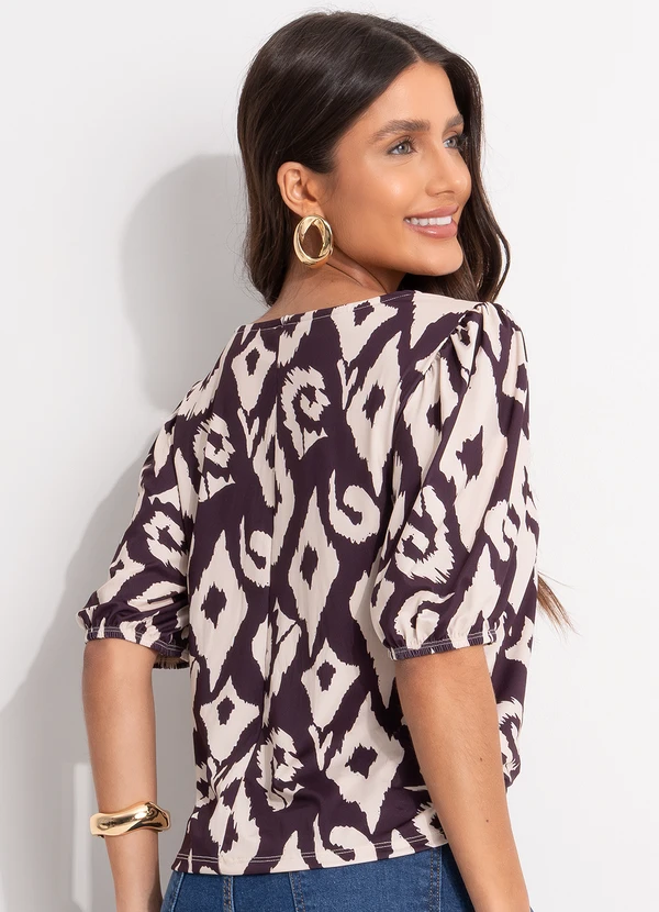 Quintess - Blusa Étnico Bicolor em Malha Fria 2