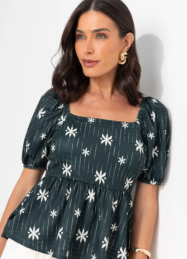 Quintess - Blusa Étnico Verde em Malha Texturizada 6