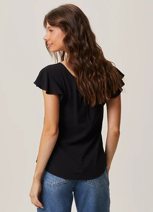 Malwee - Blusa Evasê em Viscose Preto - MALWEE