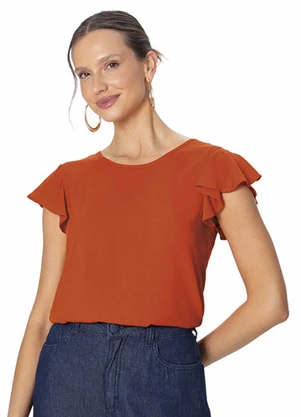 Malwee - Blusa Evasê em Viscose Terracota - MALWEE