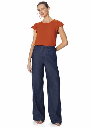 Malwee - Blusa Evasê em Viscose Terracota - MALWEE