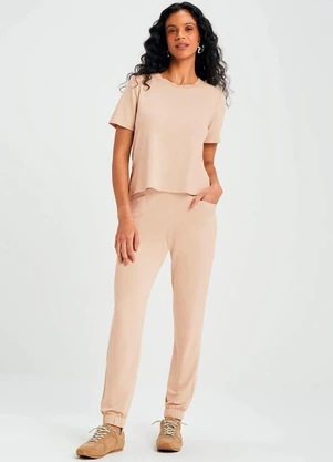 Marialícia - Blusa Feminina Abertura Lateral Bege - MARIALÍCIA