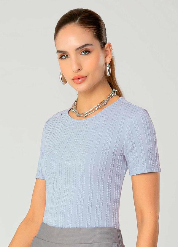 Gris - Blusa Feminina Adulta com Gola Anatômica Azul