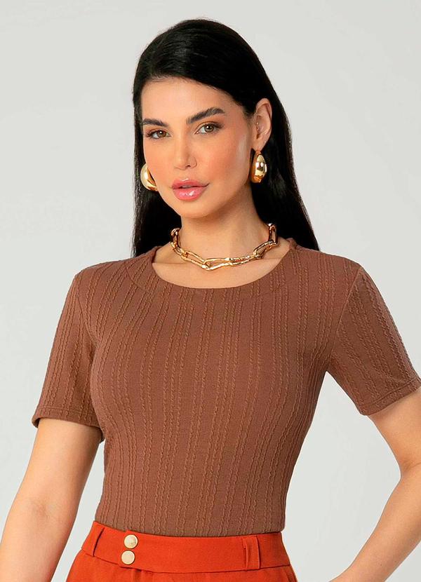 Gris - Blusa Feminina Adulta com Gola Anatômica Marrom