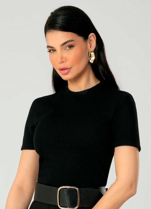 Gris - Blusa Feminina Adulta Versátil Preto