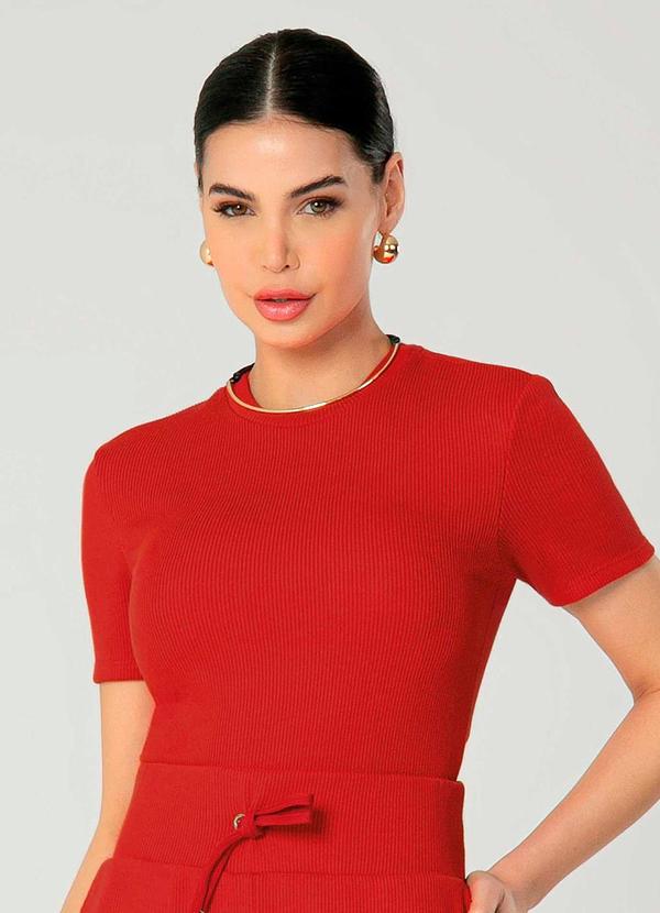 Gris - Blusa Feminina Adulta Versátil Vermelho