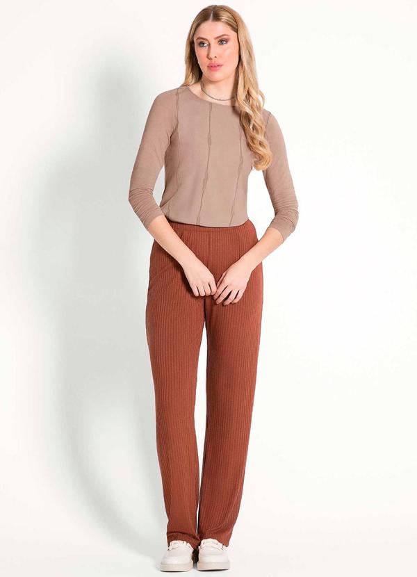 Habana - Blusa Feminina Adulto Sofisticação Marrom 2