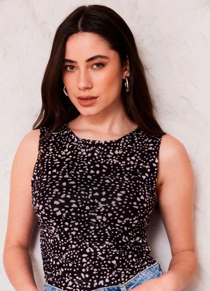 Doce Trama - Blusa Feminina Ajustada em Tule Sunset Preto - DOCE TRAMA