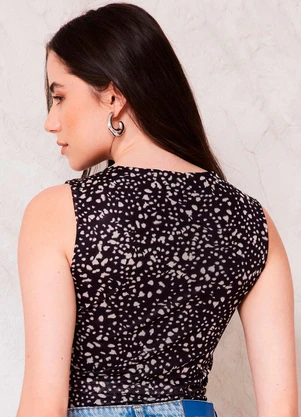 Doce Trama - Blusa Feminina Ajustada em Tule Sunset Preto - DOCE TRAMA