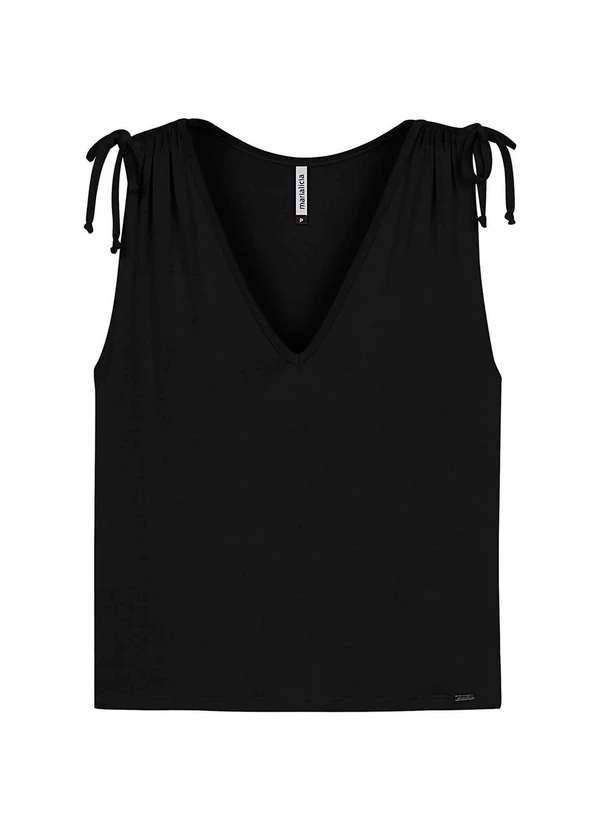 Marialícia - Blusa Feminina Alças com Amarração Preto 3