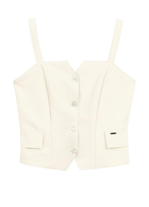 Marialícia - Blusa Feminina Alfaiataria Bege