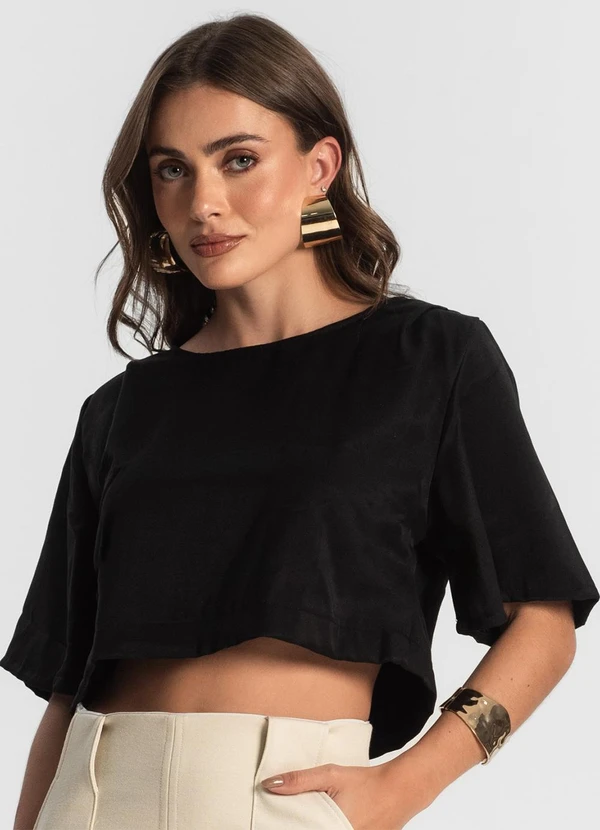 Endless - Blusa Feminina  Alfaiataria Preto 4