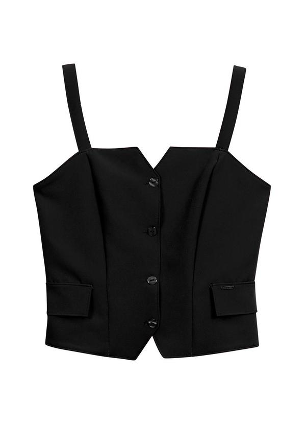 Marialícia - Blusa Feminina Alfaiataria Preto 1