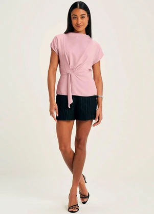 Marialícia - Blusa Feminina Amarração com Nó Rosa - MARIALÍCIA