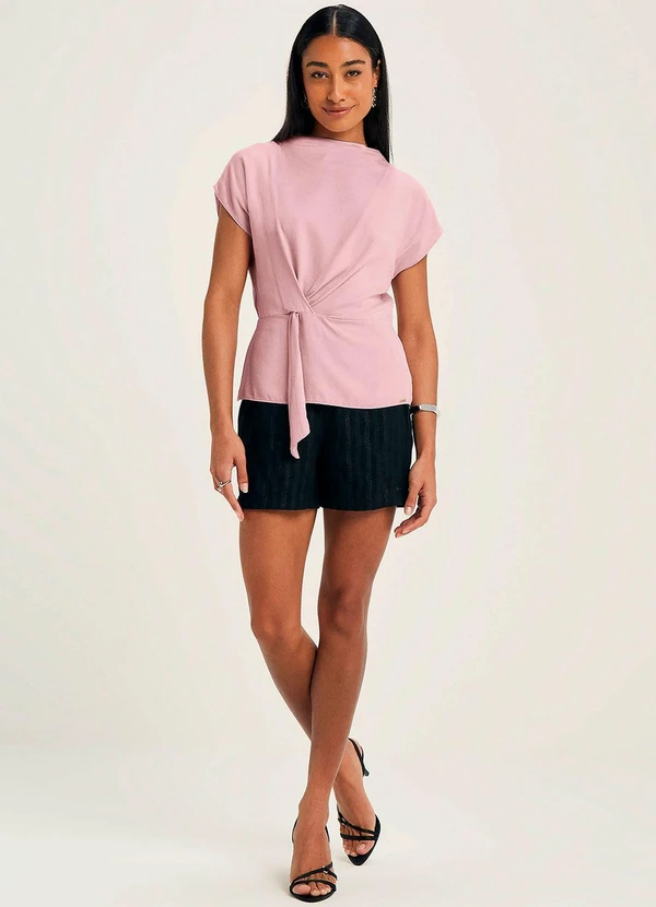 Marialícia - Blusa Feminina Amarração com Nó Rosa 2