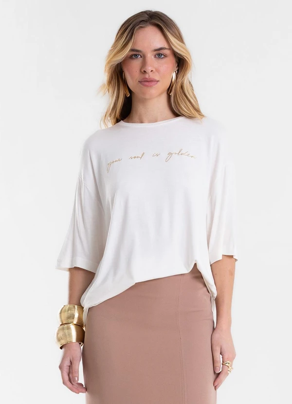 Endless - Blusa Feminina Ampla com Estampa Bege
