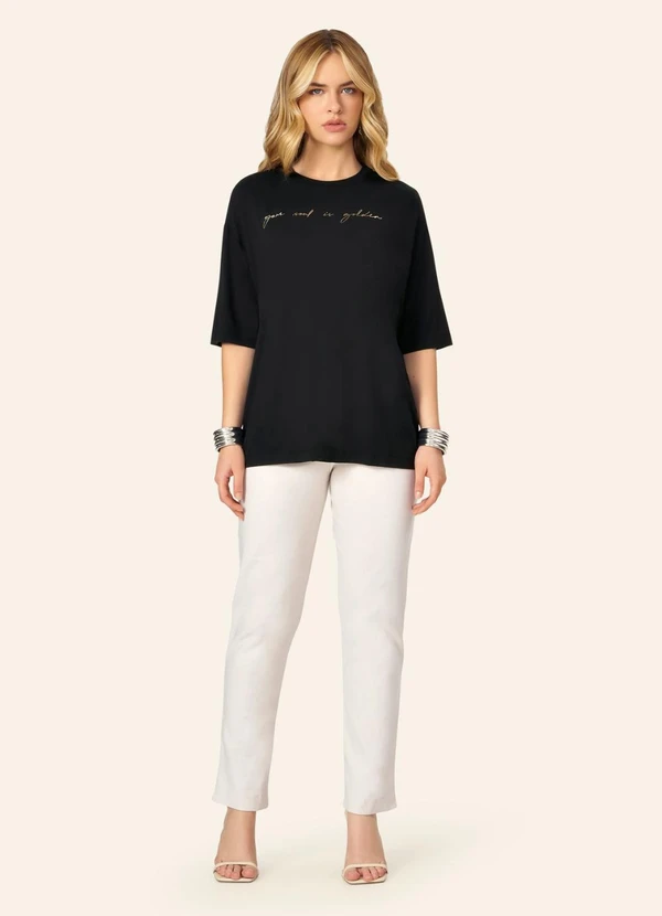 Endless - Blusa Feminina Ampla com Estampa Preto