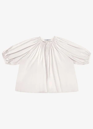 Endless - Blusa Feminina Ampla com Lastex em Viscose Bege - ENDLESS