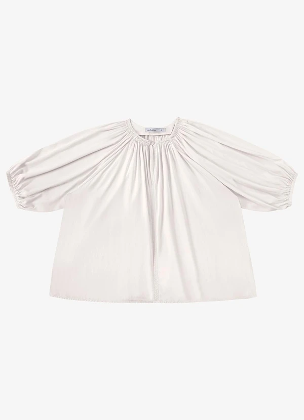 Endless - Blusa Feminina Ampla com Lastex em Viscose Bege