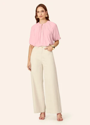 Endless - Blusa Feminina Ampla com Lastex em Viscose Rosa - ENDLESS