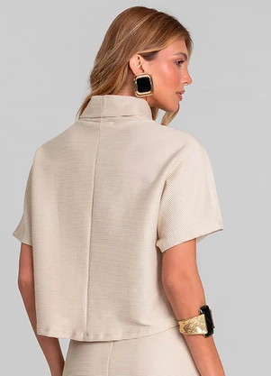 Dianna - Blusa Feminina Ampla Moletinhotexturizado Bege - DIANNA