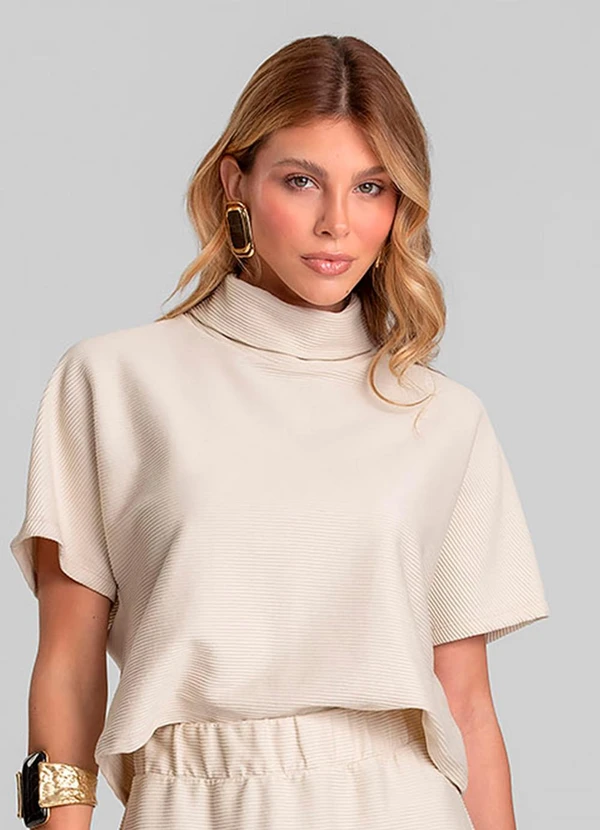 Dianna - Blusa Feminina Ampla Moletinhotexturizado Bege 1