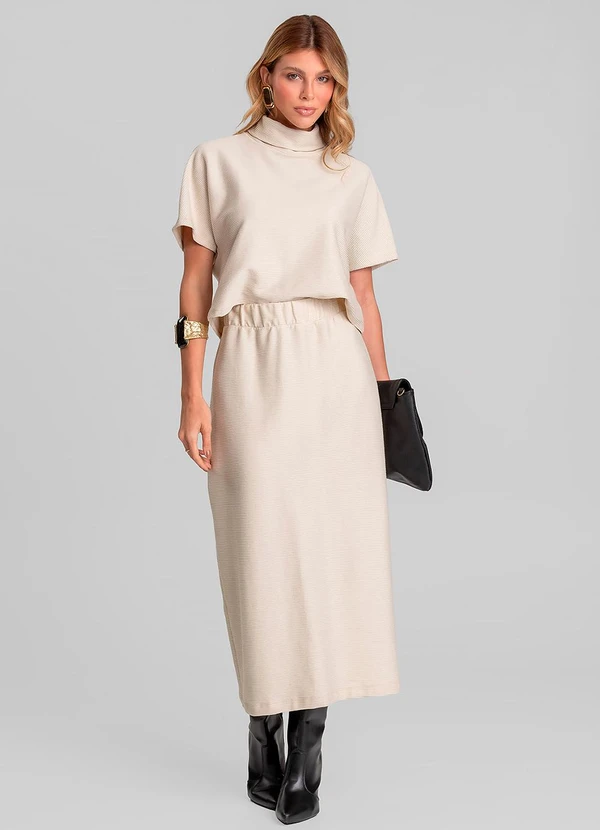 Dianna - Blusa Feminina Ampla Moletinhotexturizado Bege 3