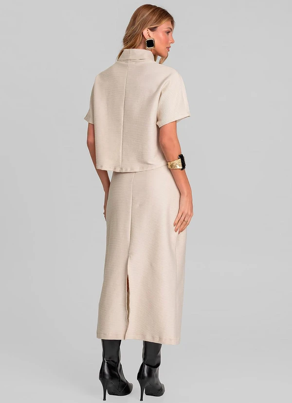 Dianna - Blusa Feminina Ampla Moletinhotexturizado Bege 4