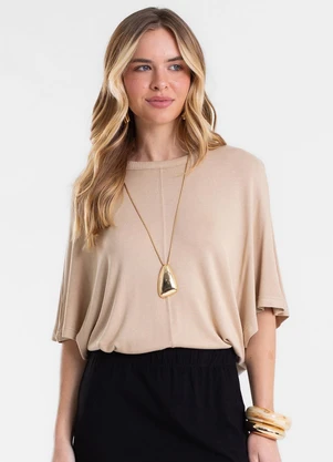 Endless - Blusa Feminina Ampla Viscotricot e Ribana Marrom - ENDLESS
