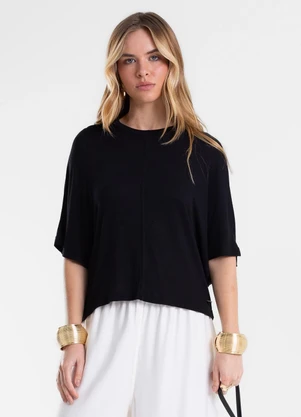 Endless - Blusa Feminina Ampla Viscotricot e Ribana Preto - ENDLESS
