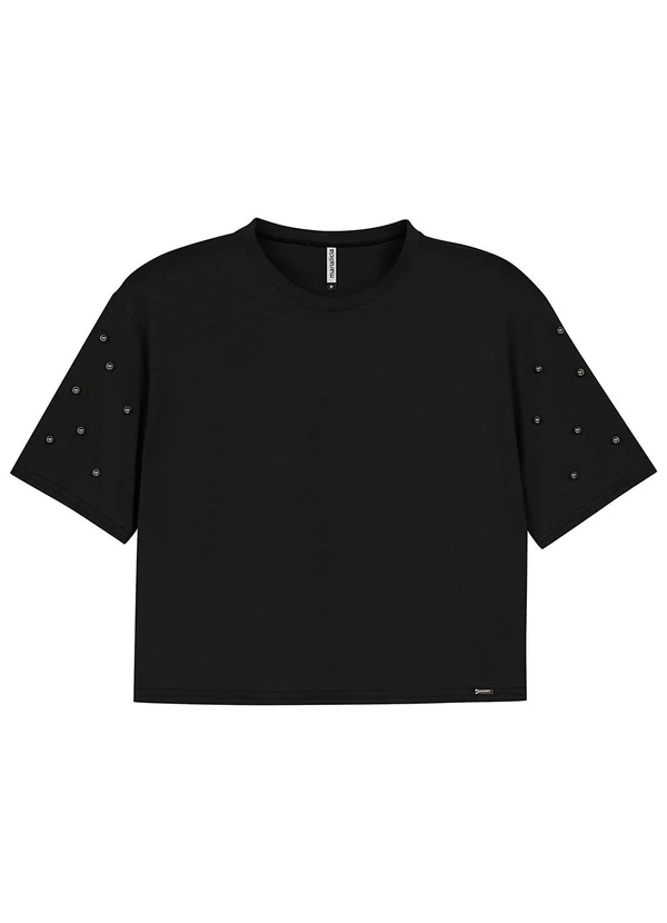 Marialícia - Blusa Feminina Aplicações de Pérolas Preto 1