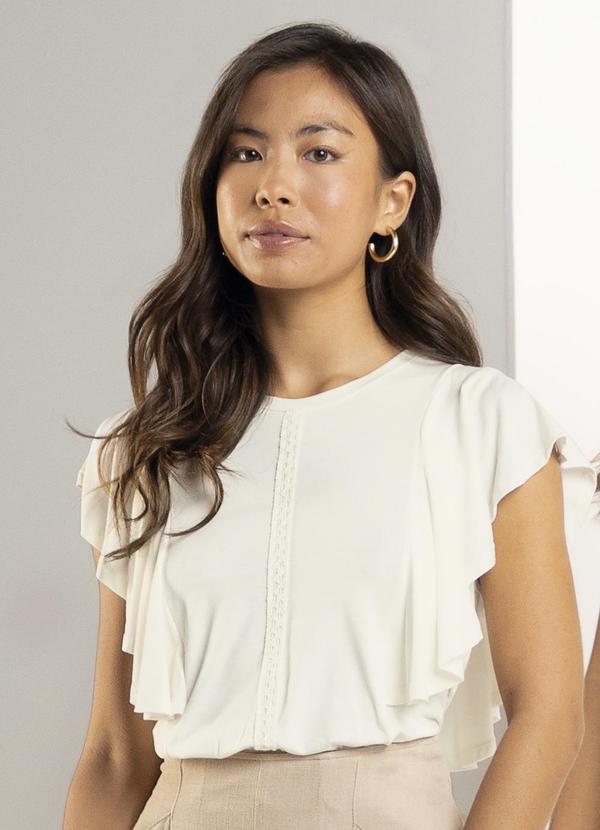 Marialícia - Blusa Feminina Babados Bege