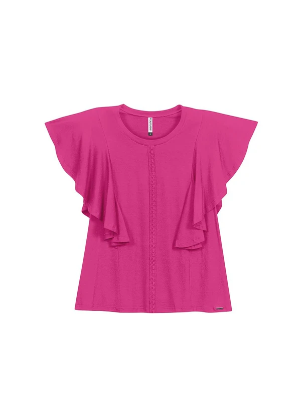 Marialícia - Blusa Feminina Babados Rosa