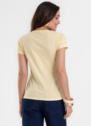 Rovitex - Blusa Feminina Baby Look em Meia Malha Amarelo - ROVITEX