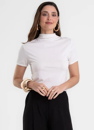 Rovitex - Blusa Feminina Baby Look em Meia Malha Bege - ROVITEX